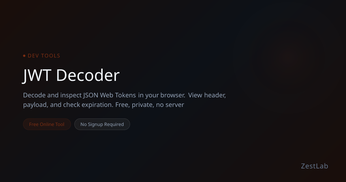 JWT Decoder - Free Online Tool | ZestLab